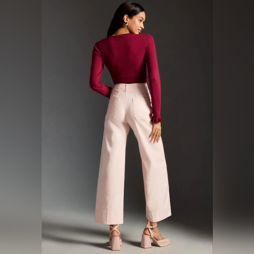 Maeve The Colette Magic Fabric Wide Leg Cropped Pants Size 30 Light Pink NWT - Picture 4 of 15